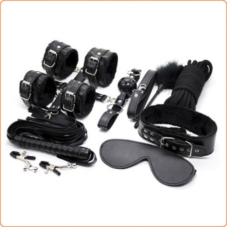 BDSM Sexy Kit BDSM y Bondage de Cuero Ecológico - 10 Piezas